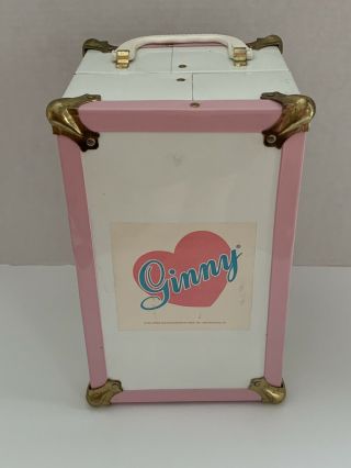 Vintage Doll Trunk Pink And White Metal Brass Hardware Ginny Doll Label 1984