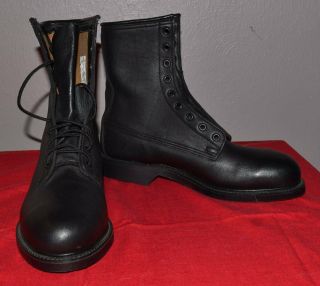 Vtg 1986 Nos Cove Shoe Co Black Leather Combat Military Steel Toe Boots Sz 6.  5 R