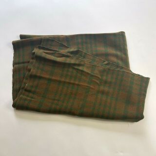 Vintage Green Brown Plaid Wool Throw Camp Blanket John Freeman Camp Miller 2