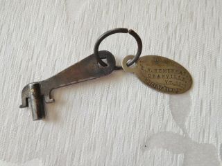 Antique 1911 If Found Return To For Reward Key Chain Fob Tag Granville Vt