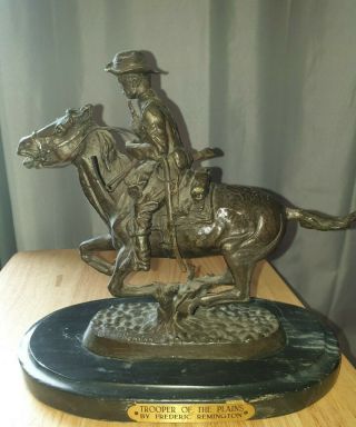 Trooper Of The Plains Bronze Statue By Remington Approx 10.  5 " L X 3.  O " W X 9.  25 " H