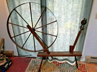 Antique Wool 45 " Walking Spinning Wheel Historic Early American