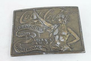 Vintage Coca - Cola Tiffany Foundry Belt Buckle Female Figure Atlanta Ga Soda