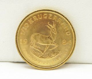1984 1/10oz South African Krugerand Gold Coin