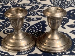 Pair Empire Weighted Sterling Silver Candlesticks Candle Holders 3 " X 3 " H/w 42