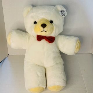Vintage 20 " Gerber Tlc Tender Loving Care White Teddy Bear W/ Red Bow Tie