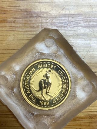 1999 Australia $15 Gold Nugget Kangaroo 1 Victoria 9999 Fine 1/10 Oz Coin