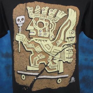 Vintage 80s Viracocha Inca God Skateboard T - Shirt Small Skate Cartoon Skull Thin
