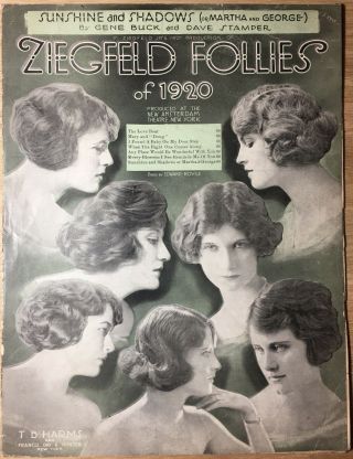Ziegfeld Follies Of 1920 Sheet Music,  Sunshine And Shadows,  Antique