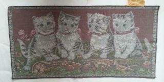 P&c Italy Cats Kittens Floral Tapestry Rug 38” X 19” Ramillah Wpl 13379 Vintage