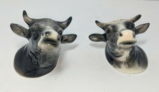 Vintage Salt Pepper Bull Steer Cow Head Shaker Set Japan Ceramic Ranch Farm