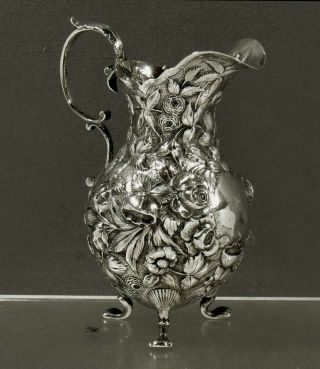 Lincoln & Foss Silver Pitcher C1850 Hand Decorated