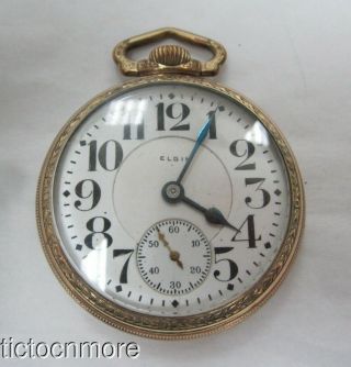 Antique Elgin Father Time Railroad Grade 454 21j 16s Pocket Watch Traveling Nut