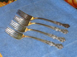 Set Of 4 Vintage " Magnolia " Inspiration Salad Dessert Forks Wm Rogers