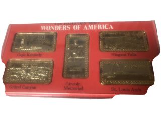 The Hamilton " Wonders Of America " (5) 1oz.  999 Silver Bars - Us