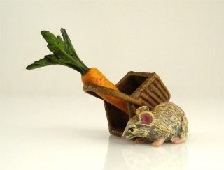 Vienna Bronze Mouse With Basket And Carrot Rat Mouse Bermann Cold Painted