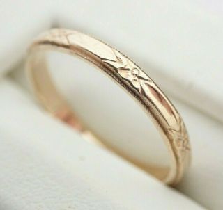 Antique Solid 14k Yellow Gold Minty Orange Blossom Eternity Band Ring Sz 5.  25