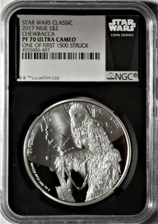 2017 Chewbacca Niue S$2 Ngc Pf 70 Ultra Cameo First Release Star Wars Coin