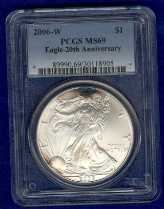 2006 3 Coin 20th Anniversary Silver Eagle Set PCGS PR69/MS69 5