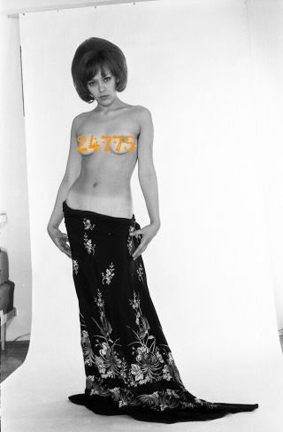Semi Nude Woman In Exotic Robe,  1970s Vintage Fine Art Negative