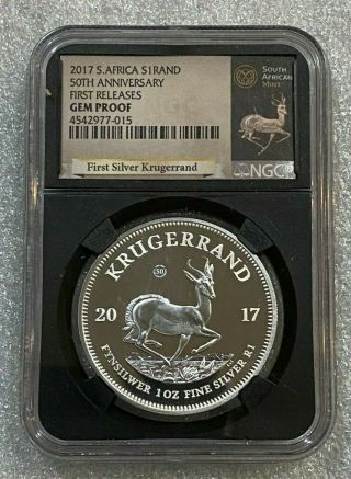 2017 South Africa 1oz Silver Krugerrand 50th Anniversary Ngc Gem Proof First Rel