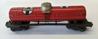 Vintage Lionel Santa Fe Red Tanker Tin Train Car