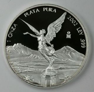 2002 Mexico 1 Ounce Proof Libertad Only 3800 Minted
