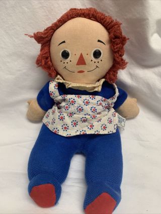 Vintage Knickerbocker Raggedy Ann Baby Bean Bag Doll 10” Made In 1972