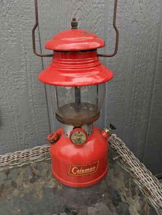 Vintage 1958 Red Coleman Lantern 200a Single Mantle Pyrex Globe