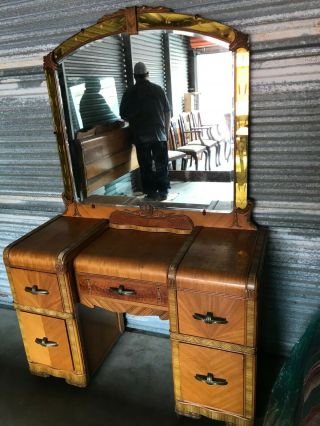 Antique Waterfall Vanity With Mirror