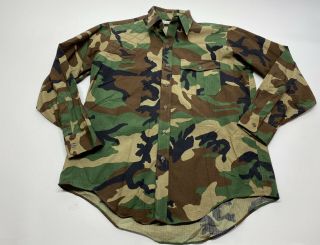 Vtg Ll Bean Men Hunting Shooting Shirt Xl Army Camo Button Up