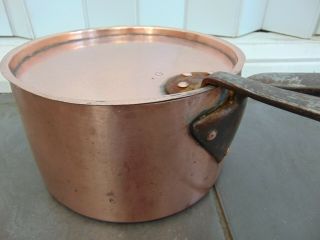 Antique French 22cm Dovetail Copper Saucepan With Flat Lid Cover Chef Quality