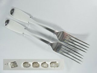 Antique Georgian 1836 Sterling Silver Dinner Forks Fiddle Back Ja Savory