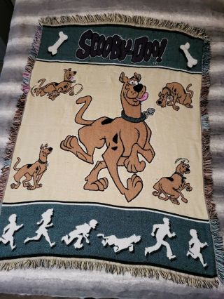 Vintage 90s Scooby Doo Throw Blanket Fringe Tapestry Northwest Company Cartoon