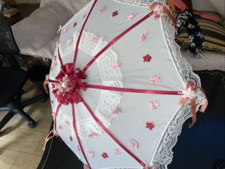 Parasol Umbrella Girls Vintage Cotton Lace Floral 2ppw