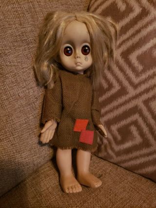 Vintage Little Miss No Name Doll Hasbro Big Eyed Sad With Tear 1965
