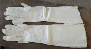 Vtg White Kid Leather Opera Wedding 13 1/2 Long Gloves Lavabile/ Italian Sz 6 2
