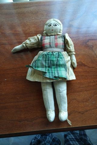 Vintage Early Old Handmade Primitive Cloth Rag Doll Antique Hand Sewn