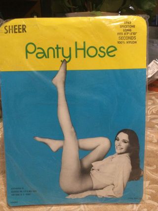 Vintage Sheer Spice Tone Nylon Nude Pantyhose W/model Long