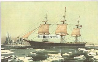 Currier And Ives Clipper Ship " Red Jacket " 1952 Print Nautical Icebergs
