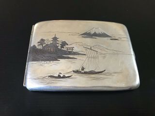 Antique 1939 Sterling Silver Japanese Cigarette Case Engraved - A War Rescue Gift