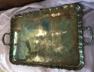 Antique Alpha 9598 Soldered Silver Large Heavy Tray