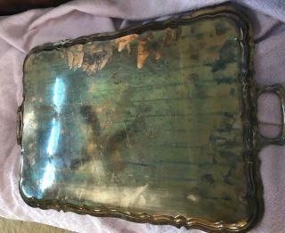 Antique Alpha 9598 Soldered Silver Large Heavy Tray 2