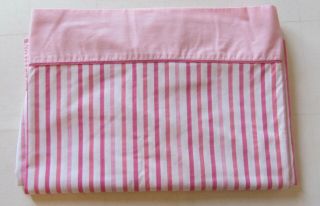 Vintage Martex Twin Flat Sheet Pink & White Stripes Sheets Usa No Iron Muslin