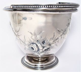 Antique Gorham Coin Silver Basket Bowl 1855 - 1860 Repousse Roses Engraved 174g