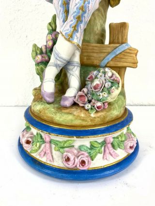 Antique French L&M Bisque Porcelain Figurine,  Boy with Guitar,  19 