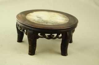 5.  3 " Antique Chinese Hand Carved Footed Old Wood Stand Jade In The Inside