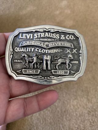 Levi Strauss & Co.  Quality Clothing Two Horse Brand Belt Buckle Limited Edition