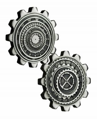 2020 Industry In Motion 1oz Antiqued Silver Gear - Shaped Two Coin Set