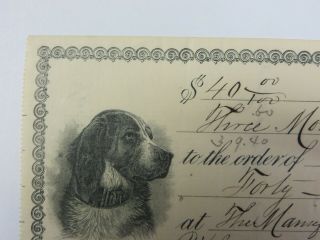 Antique 1896 Cancelled Check Union National Bank TROY,  YORK Vintage Dog 2